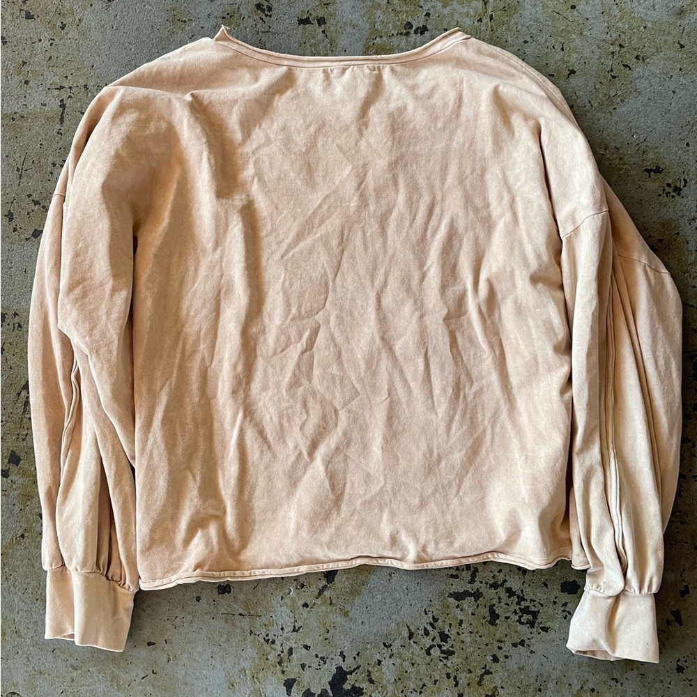 Fantastic Fawn Women’s Lightweight Beige Star Print Long Sleeve Top Size Large - Picture 3 of 6